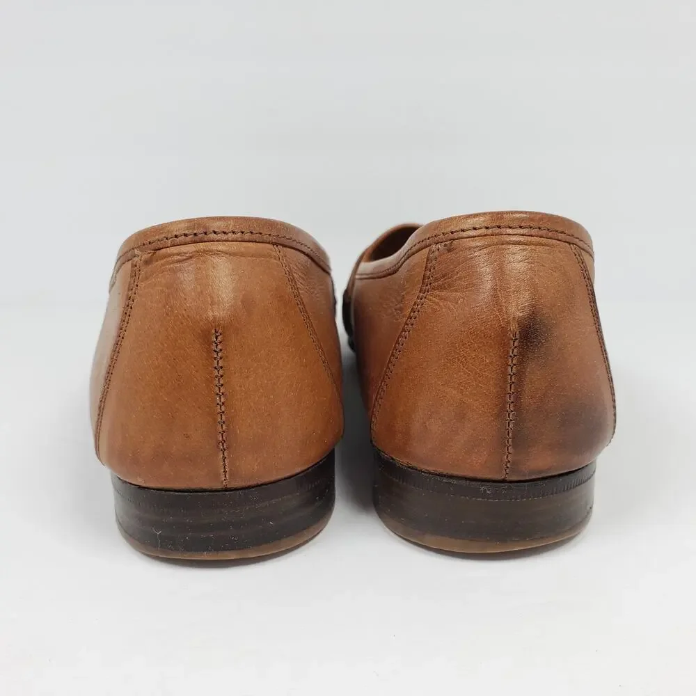Cole Haan Mens Size 9 Brown Leather Italy Woven Tassel Dress Loafer Shoes